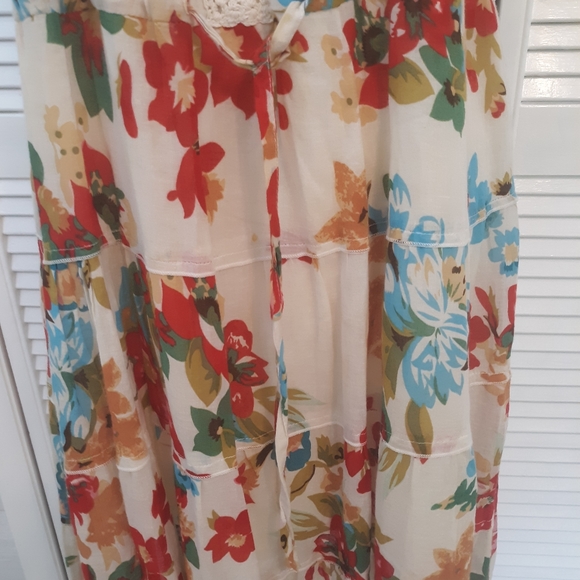 Ultra pink boho crochet gauze dress large - Picture 4 of 7